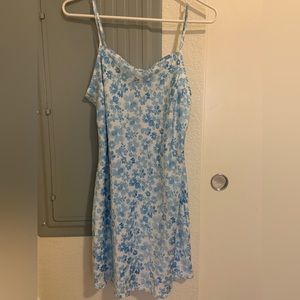 flowery satin slip dress